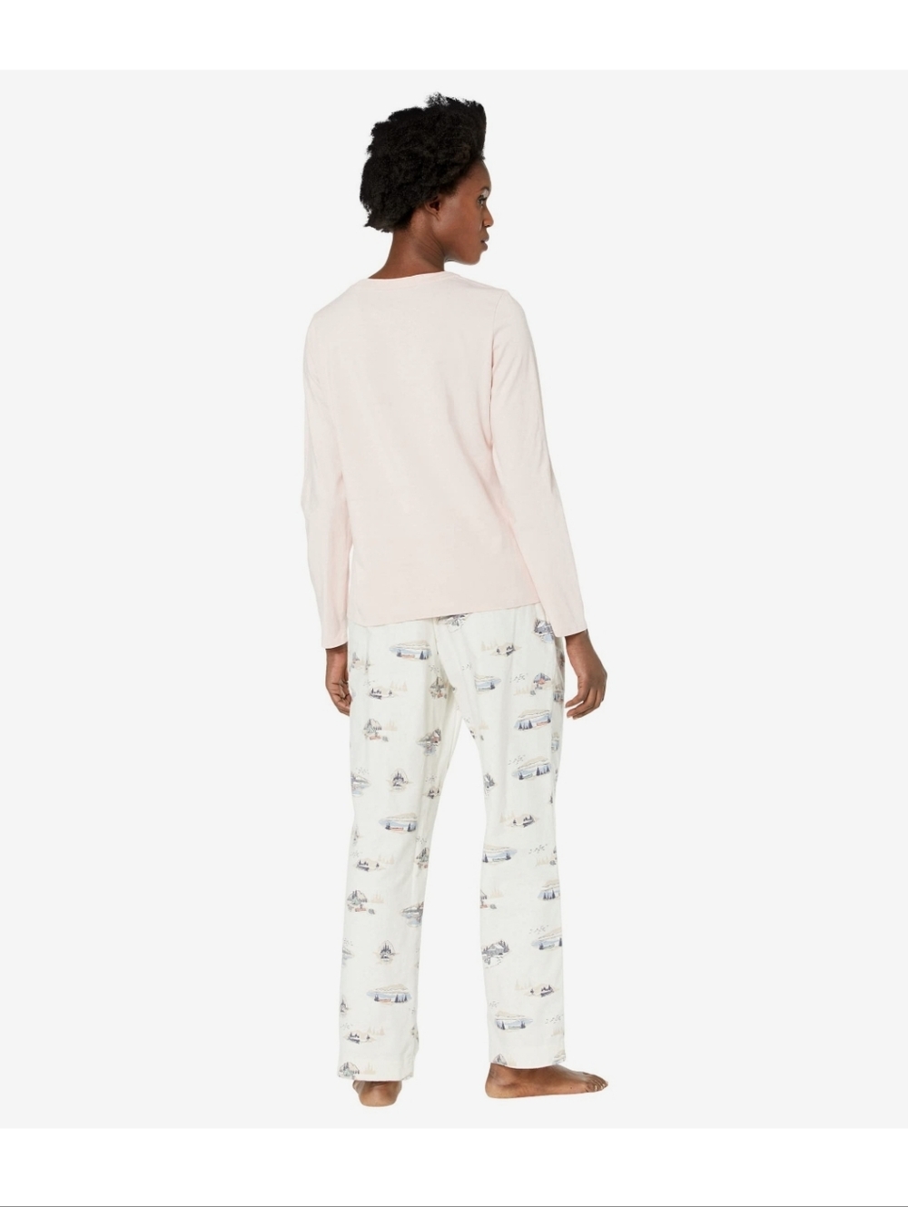 L.L. Bean Pink Long-Sleeve Pajama Top with Scenic Camping Graphic - Picture 3 of 6